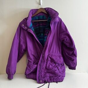 VTG CB Sports Purple Fleece Lined Ski Jacket Hooded 80s 90s Southwest Aztec